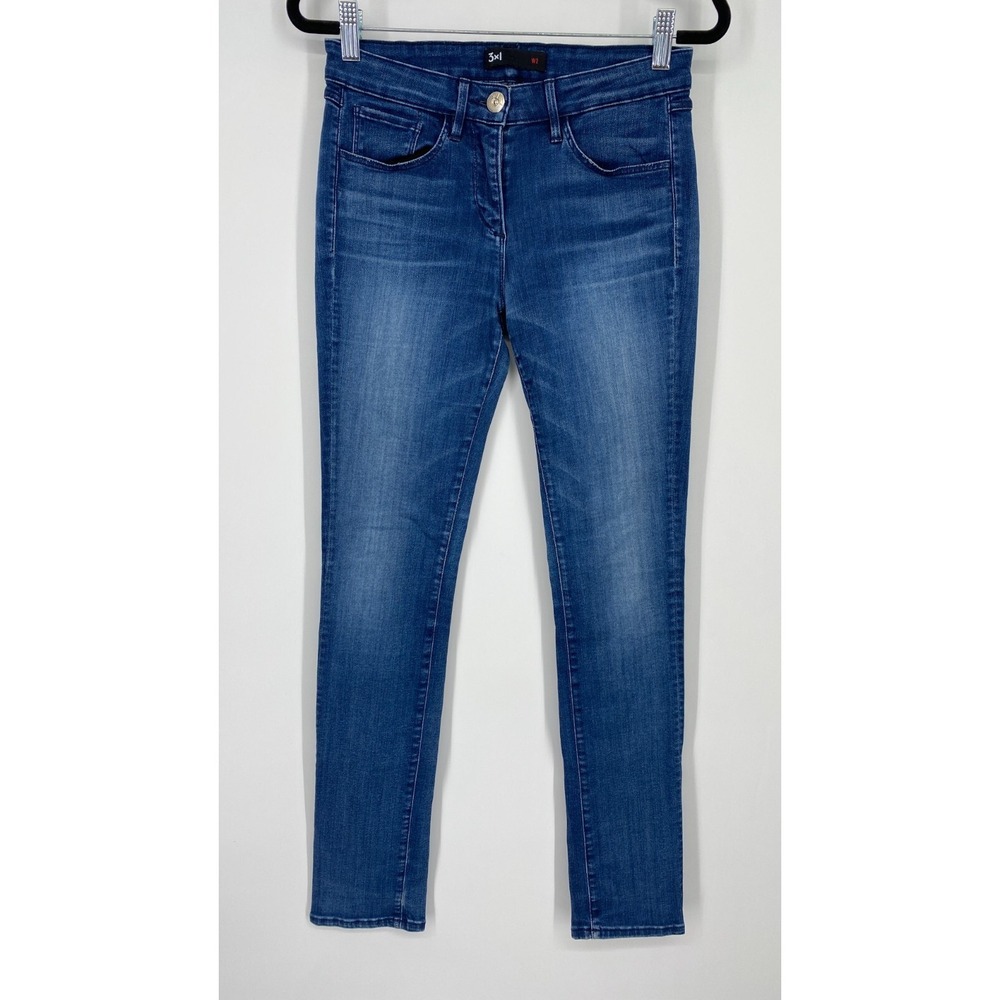 3x1 Skinny Jeans Womens Size 24‎ Mid Rise Stretch Dark Wash Denim Blue